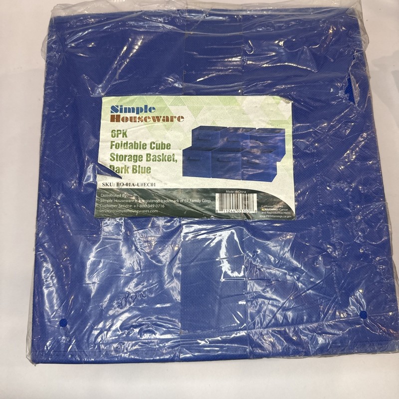 Simple Houseware Foldable Cube Storage Bin, Dark Blue - 6 Pack gallery