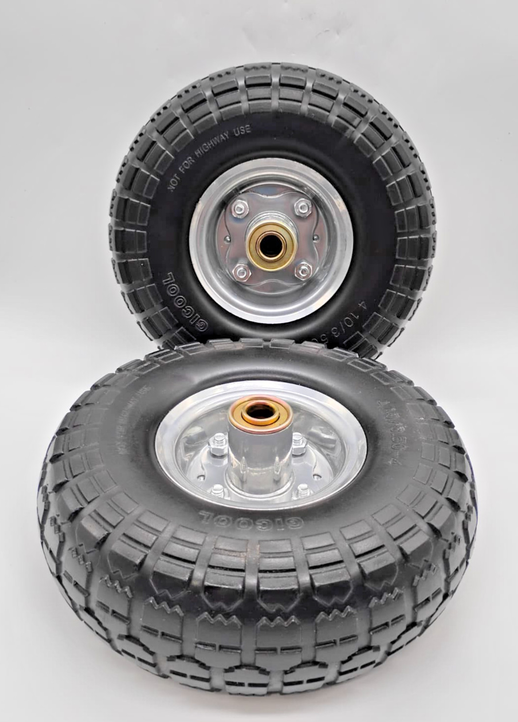 GICOOL 10” Flat Free Tire Wheel 2 Pack 4.10/3.50-4 Utility Cart Hand Truck Wheel gallery