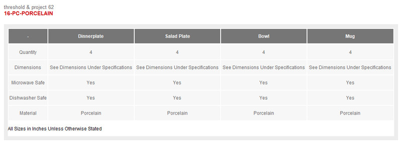 Square Rim Porcelain 16pc Dinnerware Set - Threshold gallery