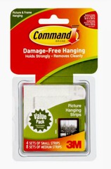 3M Command Picture Hanging 4 Sets Small Strips 8 Sets Medium Strips 17203