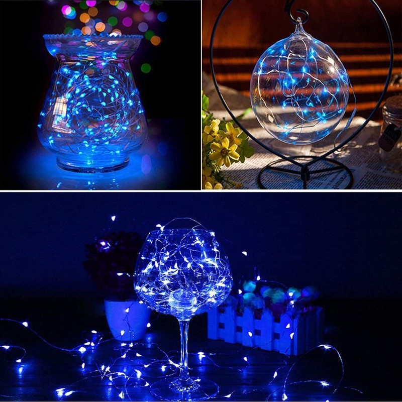 RUICHEN Silver Wire 33 Ft 100 LED USB Fairy String Lights 33Ft 100LED, Blue gallery