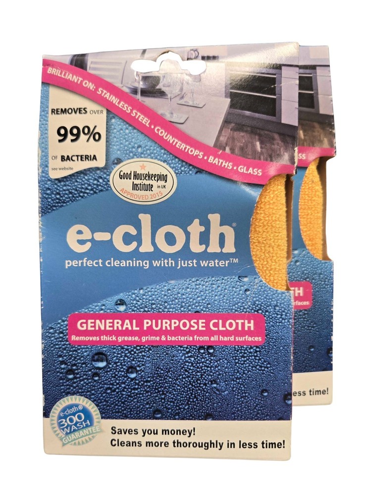 E-Cloth General Purpose Cloth Microfiber Chemical Free - 2 Cloths NEW