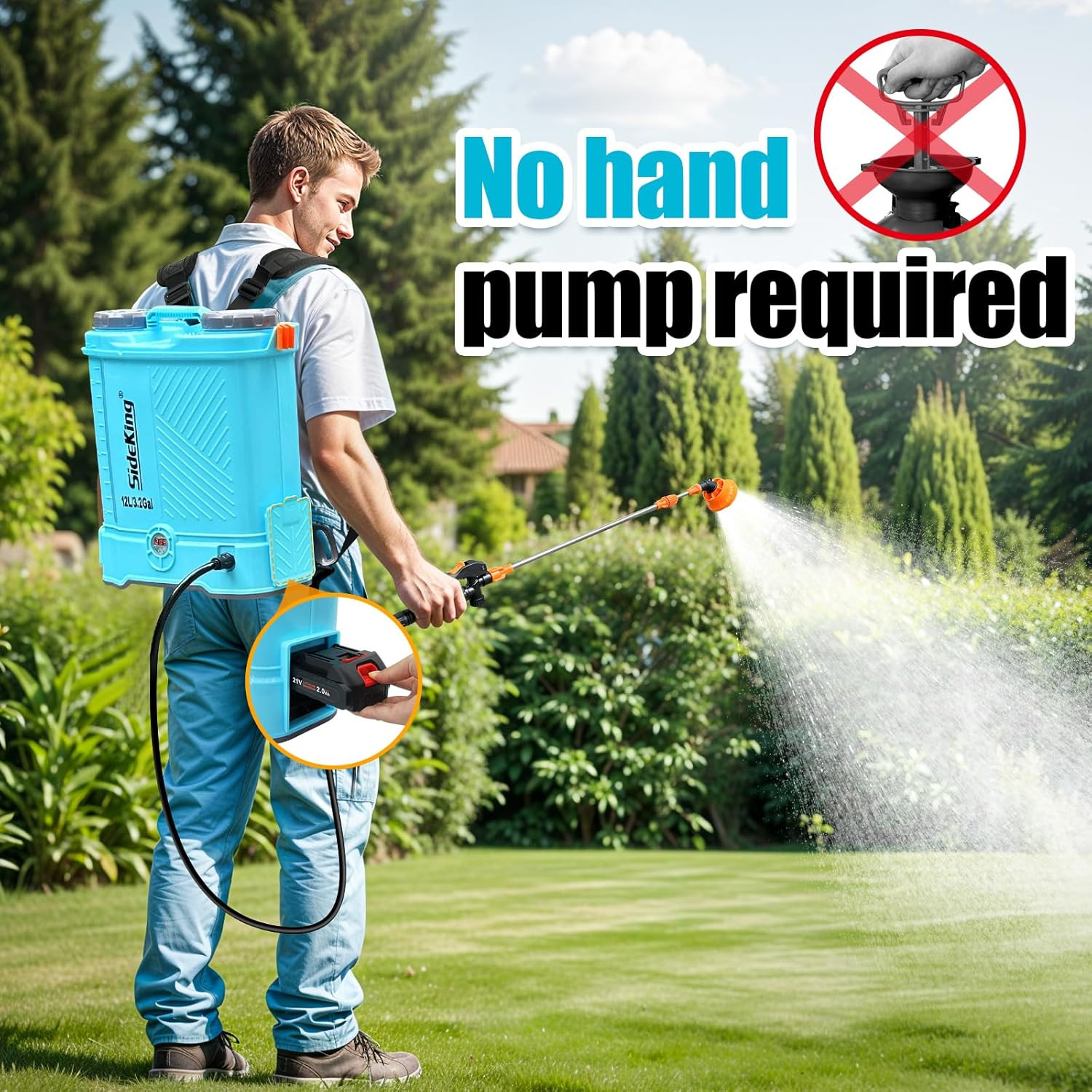 Battery Powered Backpack Sprayer 3.2 Gallon 80 PSI Electric Garden Sprayer Set gallery