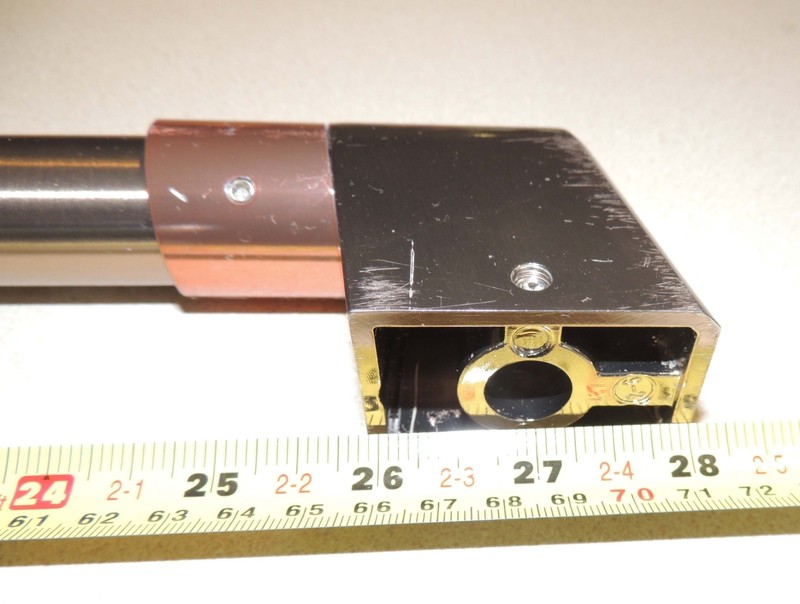 CAFE Appliance Replacement Handle, 28", 27" cntrs, Brass color, +scratches gallery