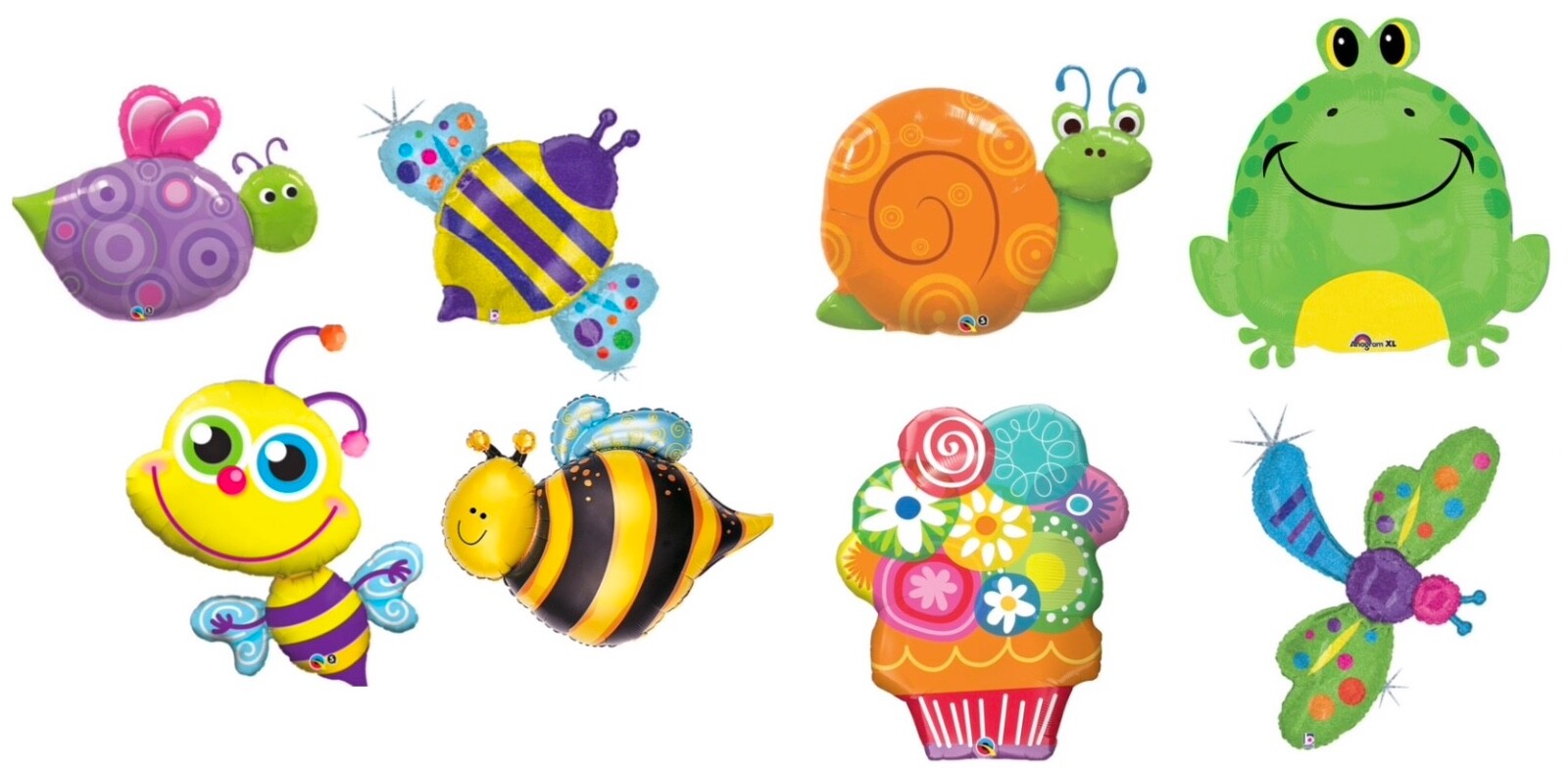 Dragonfly Snails Frog Bee Butterfly Flowers Garden Bugs Foil Mylar Ballloons gallery