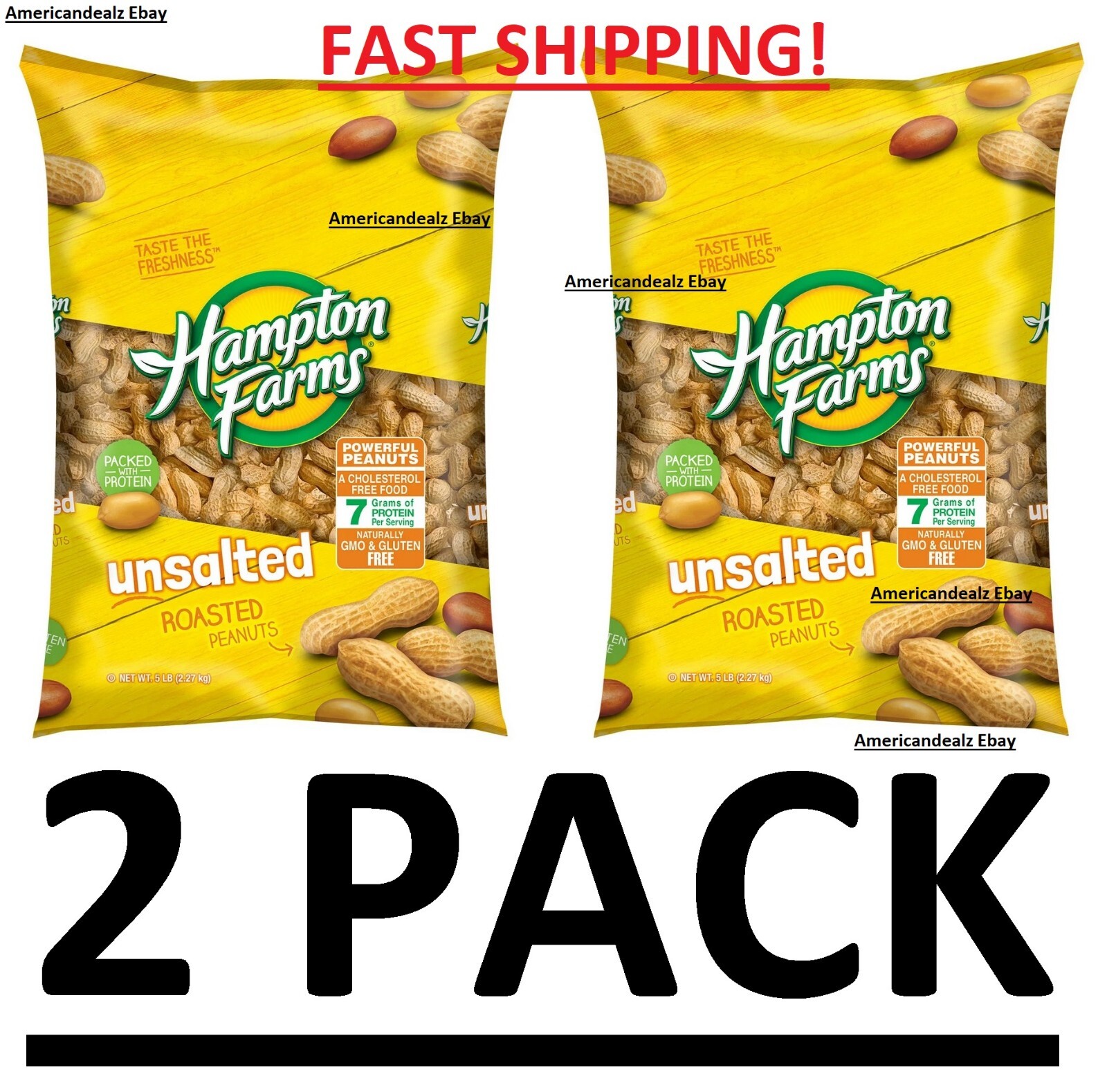 2 PACK Hampton Farms Unsalted In-Shell Peanuts 10 lbs. TOTAL - FREE SHIPPING gallery