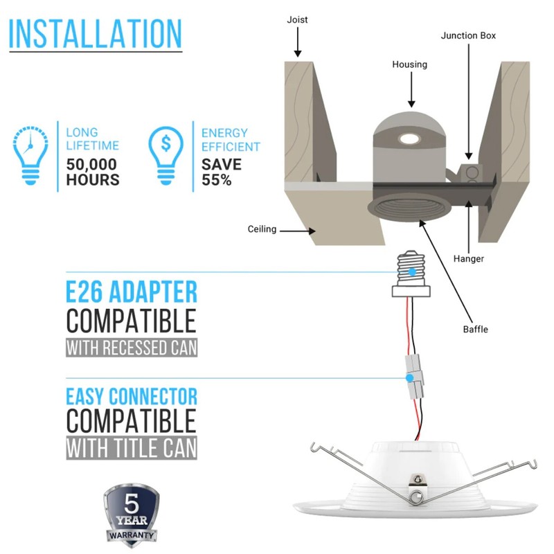 12 Pack 6 Inch Commercial Canless LED Downlight,Dimmable Recessed Ceiling Lights gallery