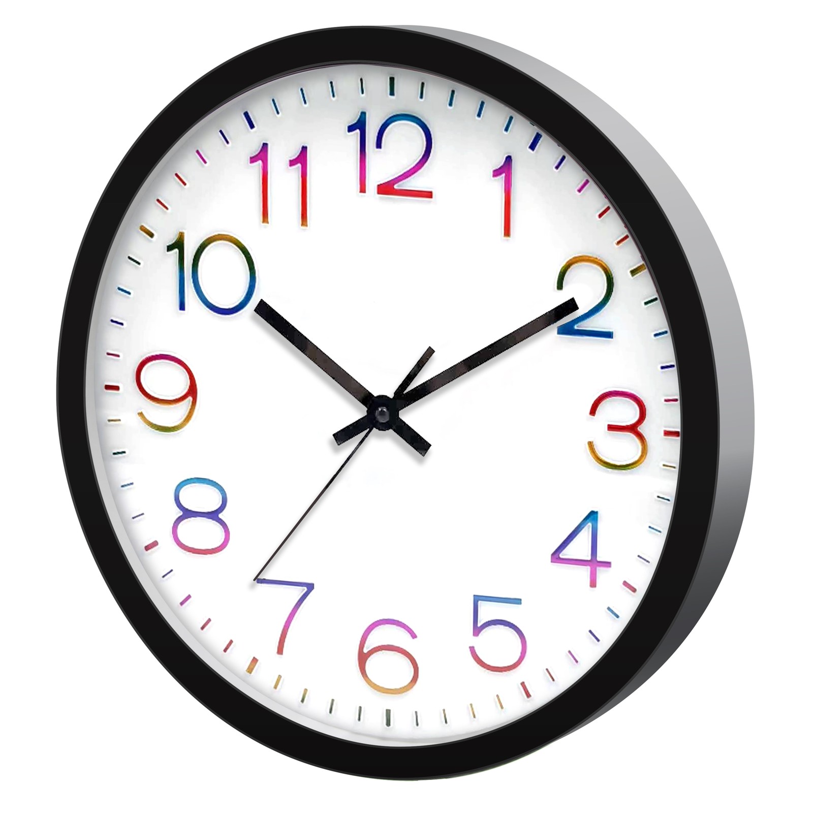 12" Modern Wall Clock, Multicolor Numbers gallery