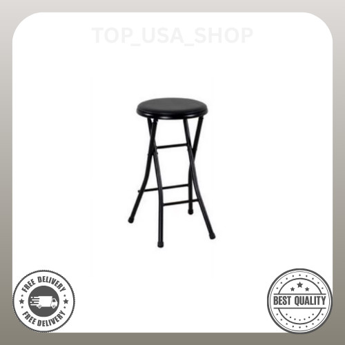 Mainstays 24" Vinyl Padded Folding Stool, Black gallery