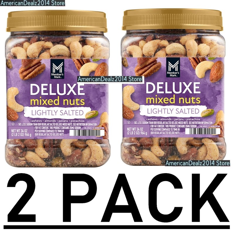 2 PACK - Member's Mark Lightly Salted Deluxe Mixed Nuts 34oz. (Total 68 oz.) gallery