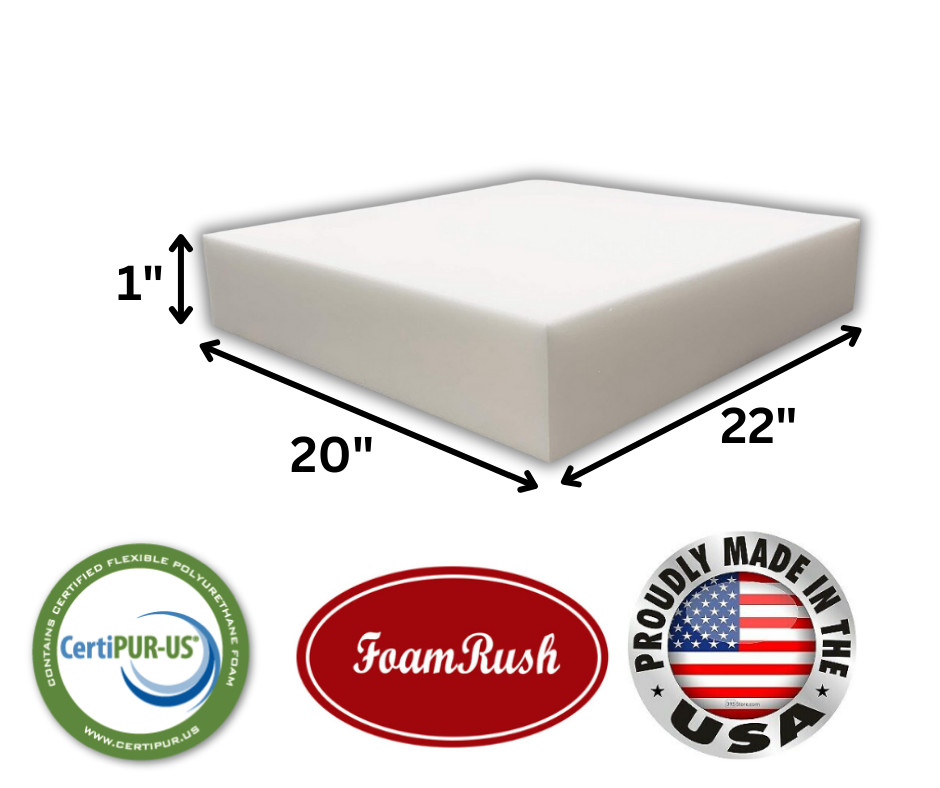 FoamRush 20" x 22" High Density Upholstery Foam Seat Cushion Replacement USA gallery