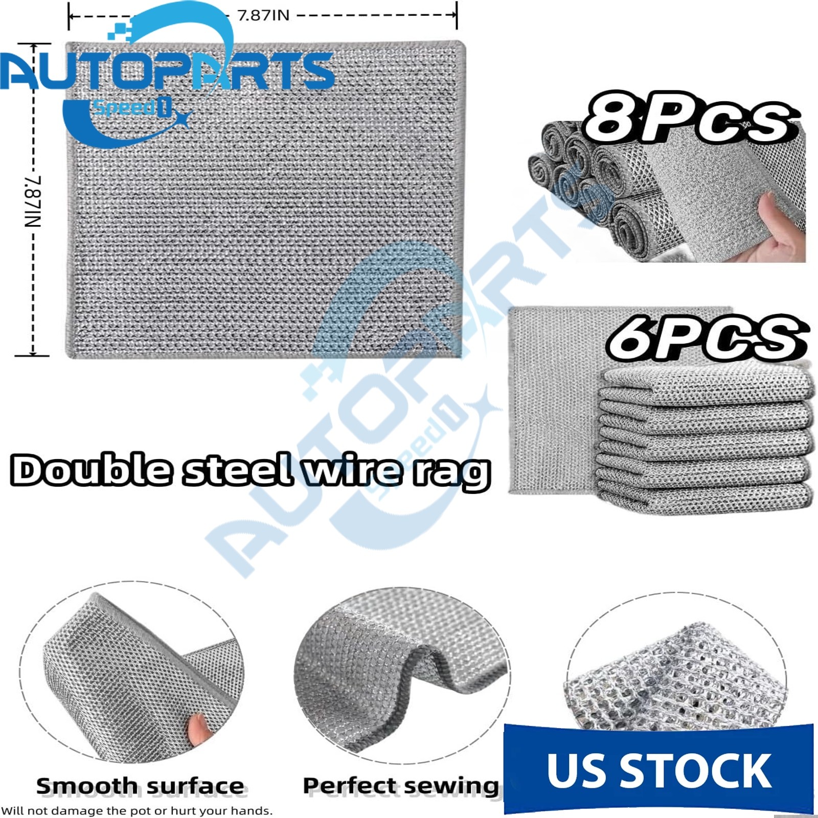 6 Pack Steel Wool Dishwashing Pads Multipurpose Mesh Dish Cloths Stainless Steel gallery