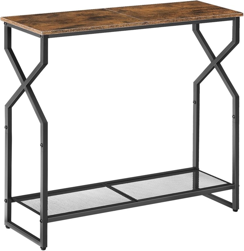 Stylish 2-Tier Console Table - Rustic Brown & Black for Elegant Home Entryways gallery