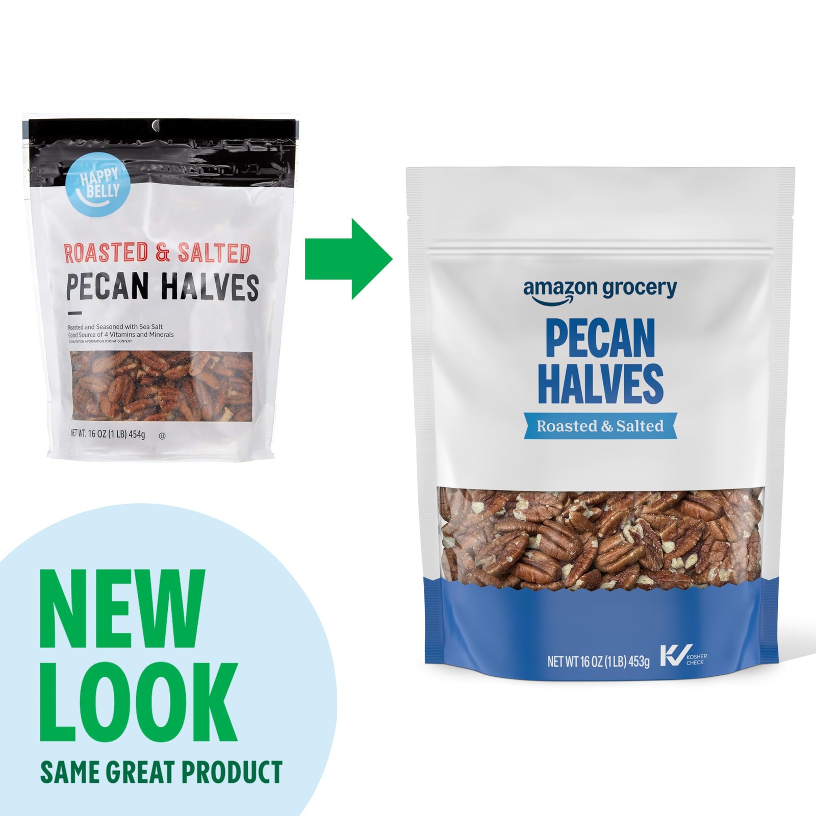 , Pecan Halves, Roasted & Salted, 16 Oz (Previously Happy Belly, Packaging Ma... gallery