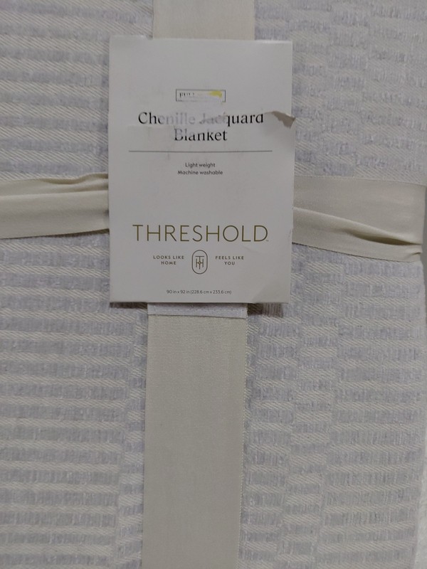 Threshold Full/Queen Chenille Jacquard Blanket Geo Gray gallery
