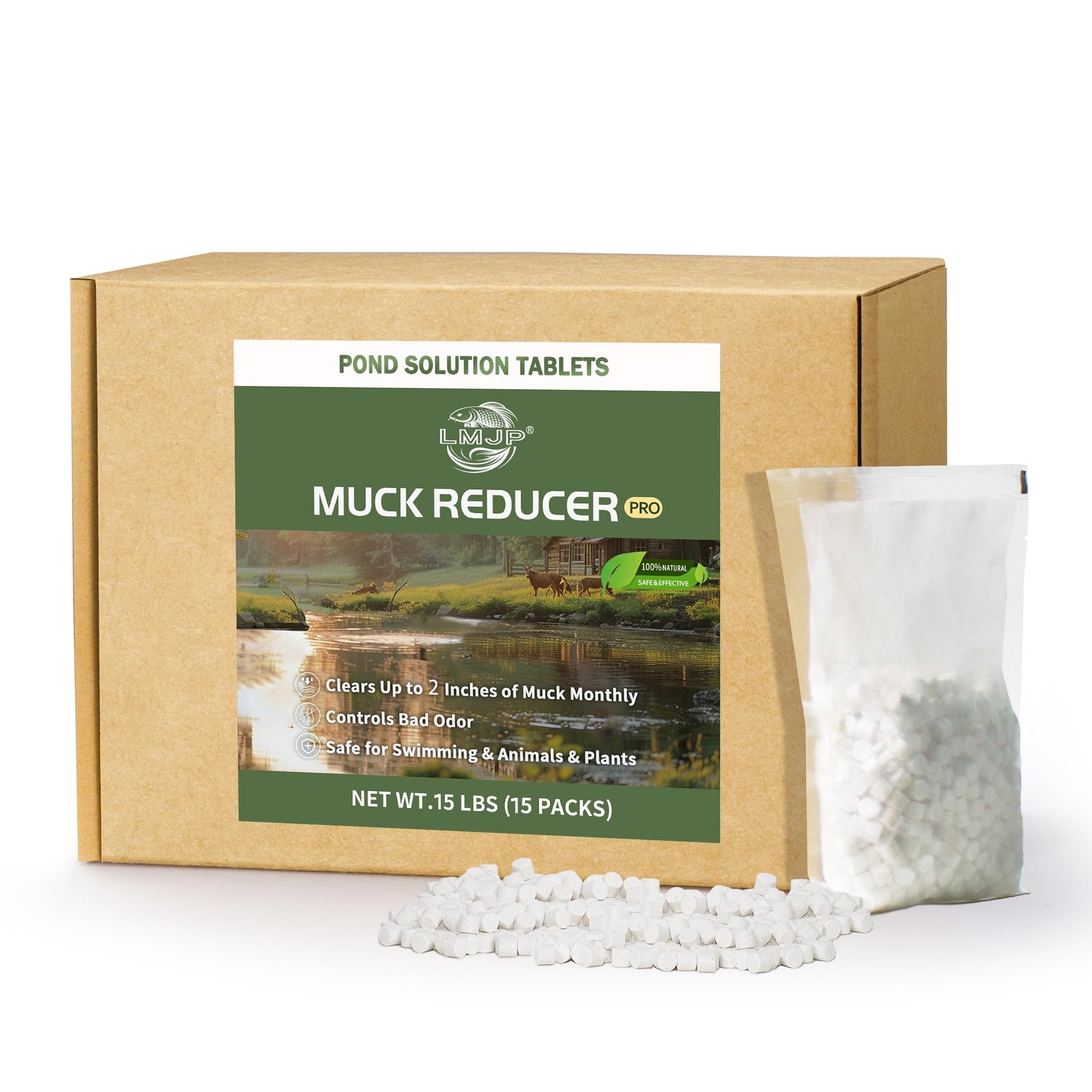 LMJP Muck Reducer - 15LB Natural Sludge Solution Tablets for Ponds & Lakes, A... gallery
