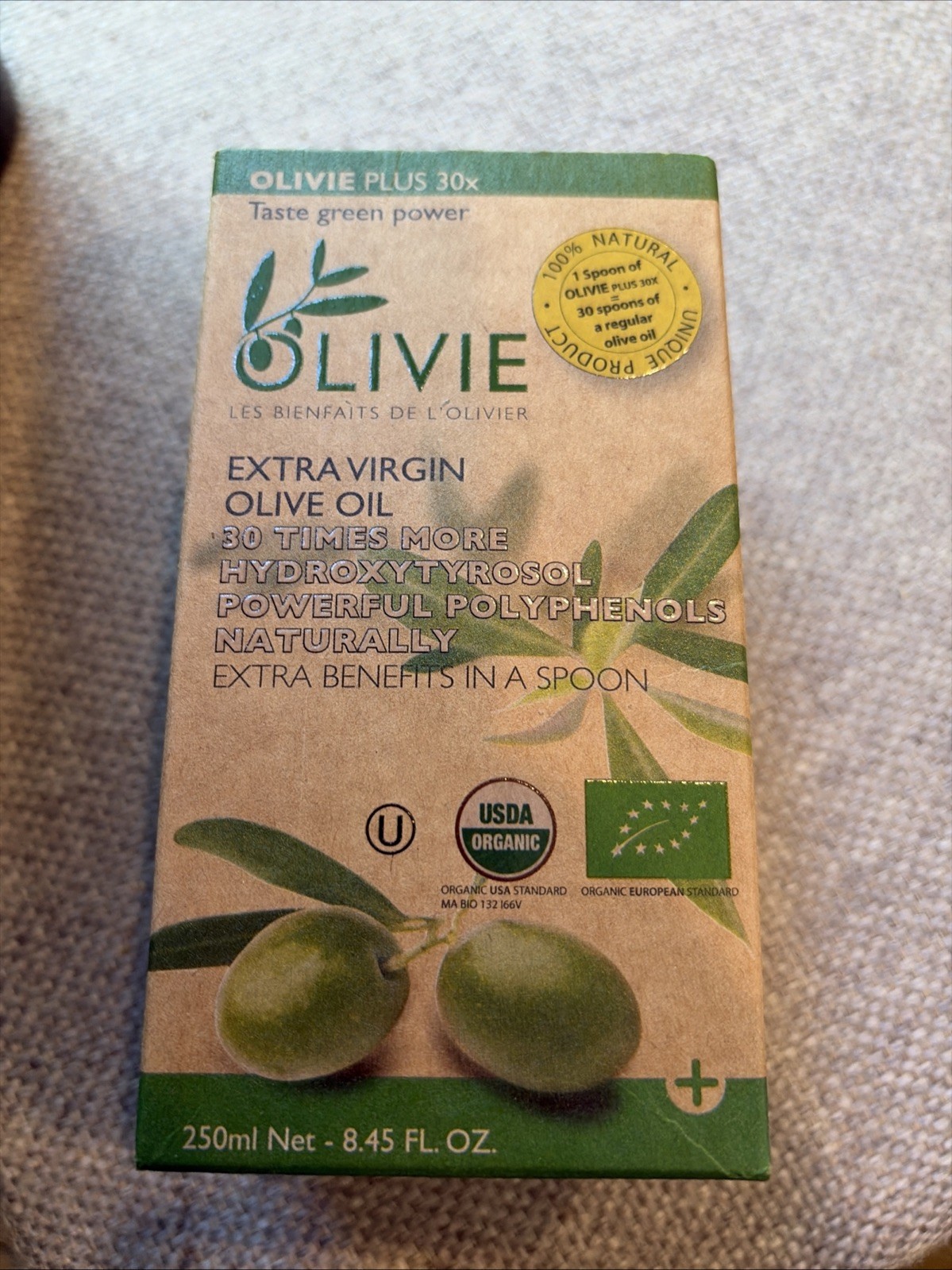 Organic High Polyphenol Rich Extra Virgin Olive Oil OLIVIE PLUS 30X | 8.45oz gallery