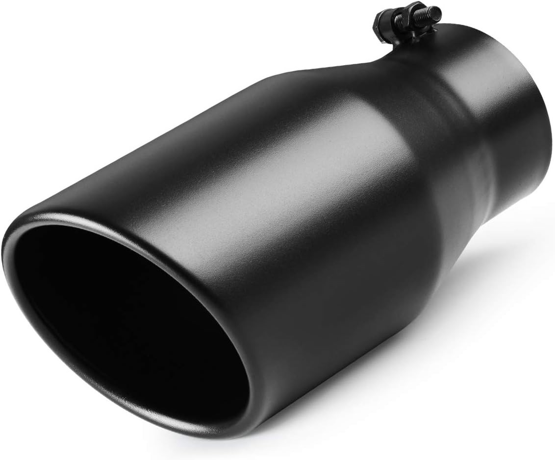 4 Inch Exhaust Tip, Universal 4'' Inlet 6" Outlet 12" 4" to 6", 12" long Black gallery