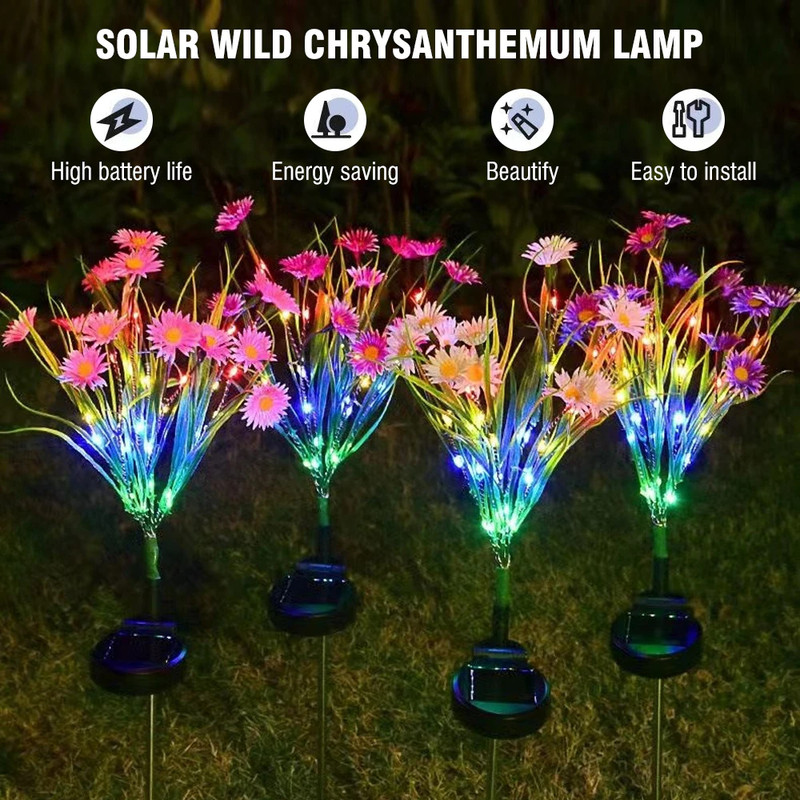 Solar Garden Lights LED Flower Stake Lamp Outdoor Yard Waterproof Patio Decor gallery