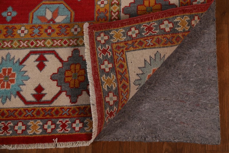 Handmade Oriental Red Wool Kazak Style Area Rug 6x8 Ft Vegetable Dye Bedroom Rug gallery