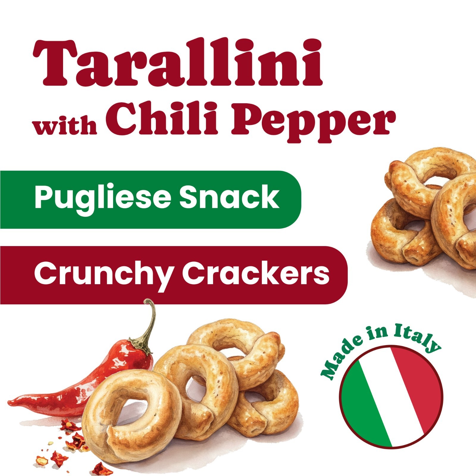 Tarallini with Chili Pepper, 2.2 lb (1 kg) – Vegan – by Food to Live gallery