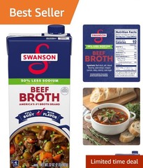 32 oz Swanson Lower Sodium Beef Broth – No MSG, Gourmet Cooking Essential