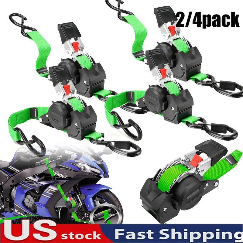 2/4-Pack 10FT Retractable Ratchet Tie-Down Straps | 1763LBS Heavy-Duty | S-Hook gallery