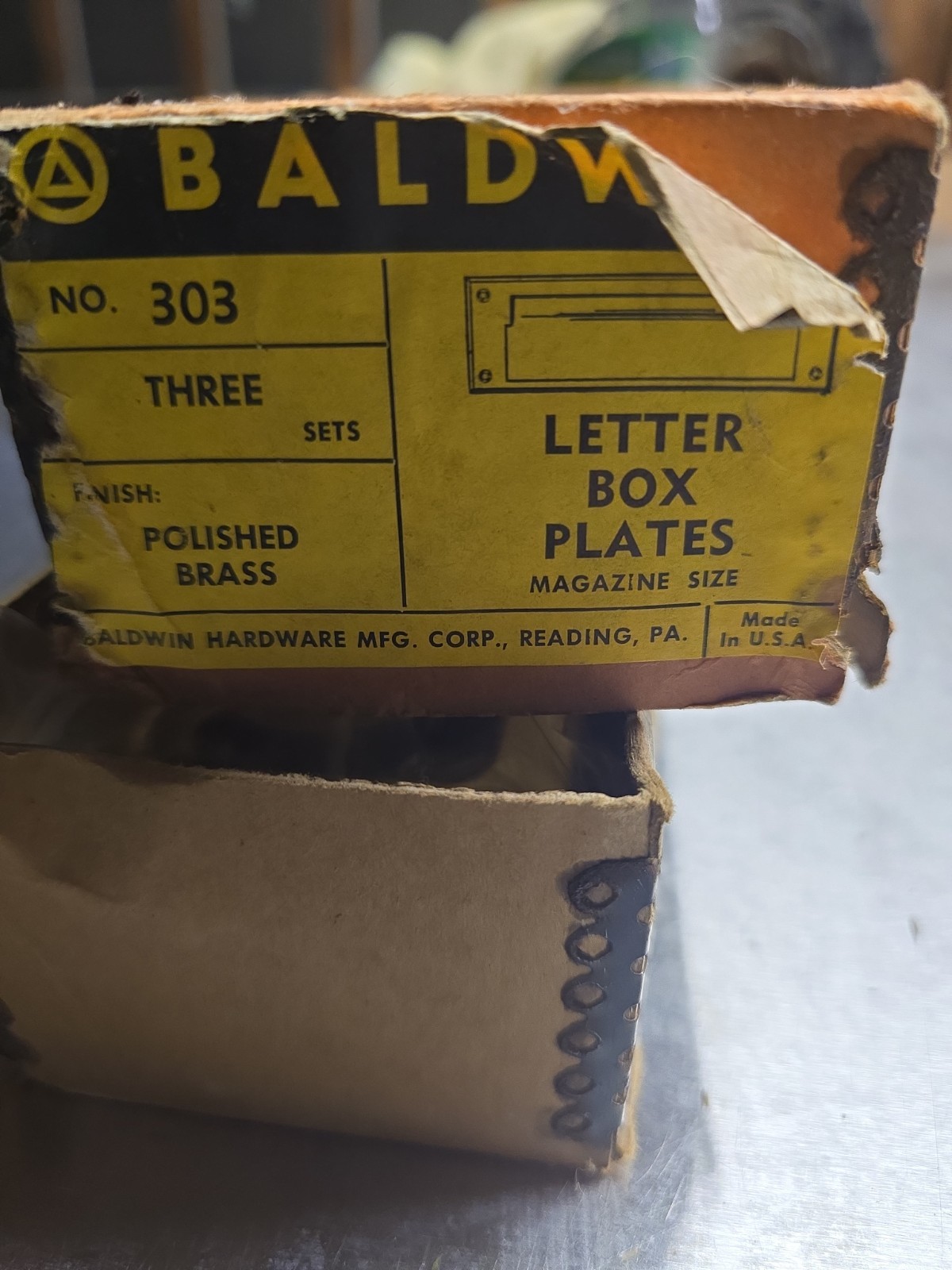 Vtg. Baldwin Polished Brass Mail Slot for Door 3x10 Plate Size Slot 7 5/8 x 1.5 gallery