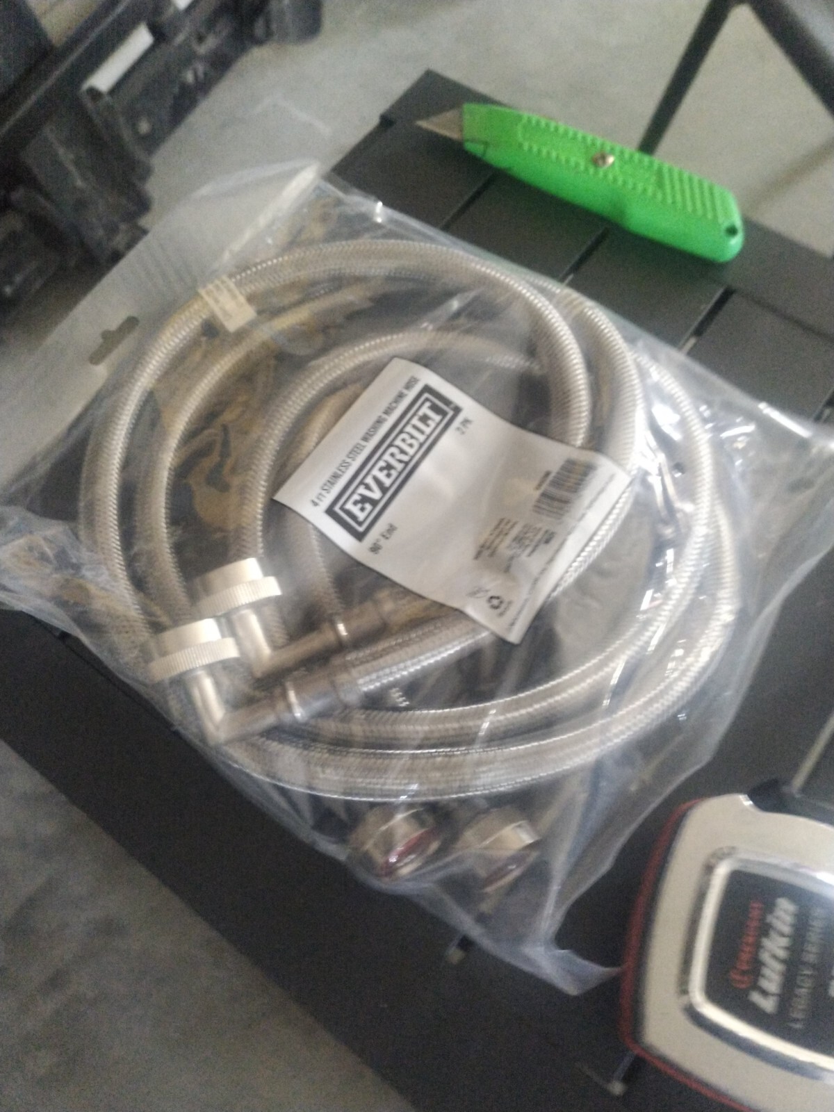 Everbilt 4' Stainless Steel Washing Machine Hose Kit. Brass Elbow-FREE SHIPPING. gallery