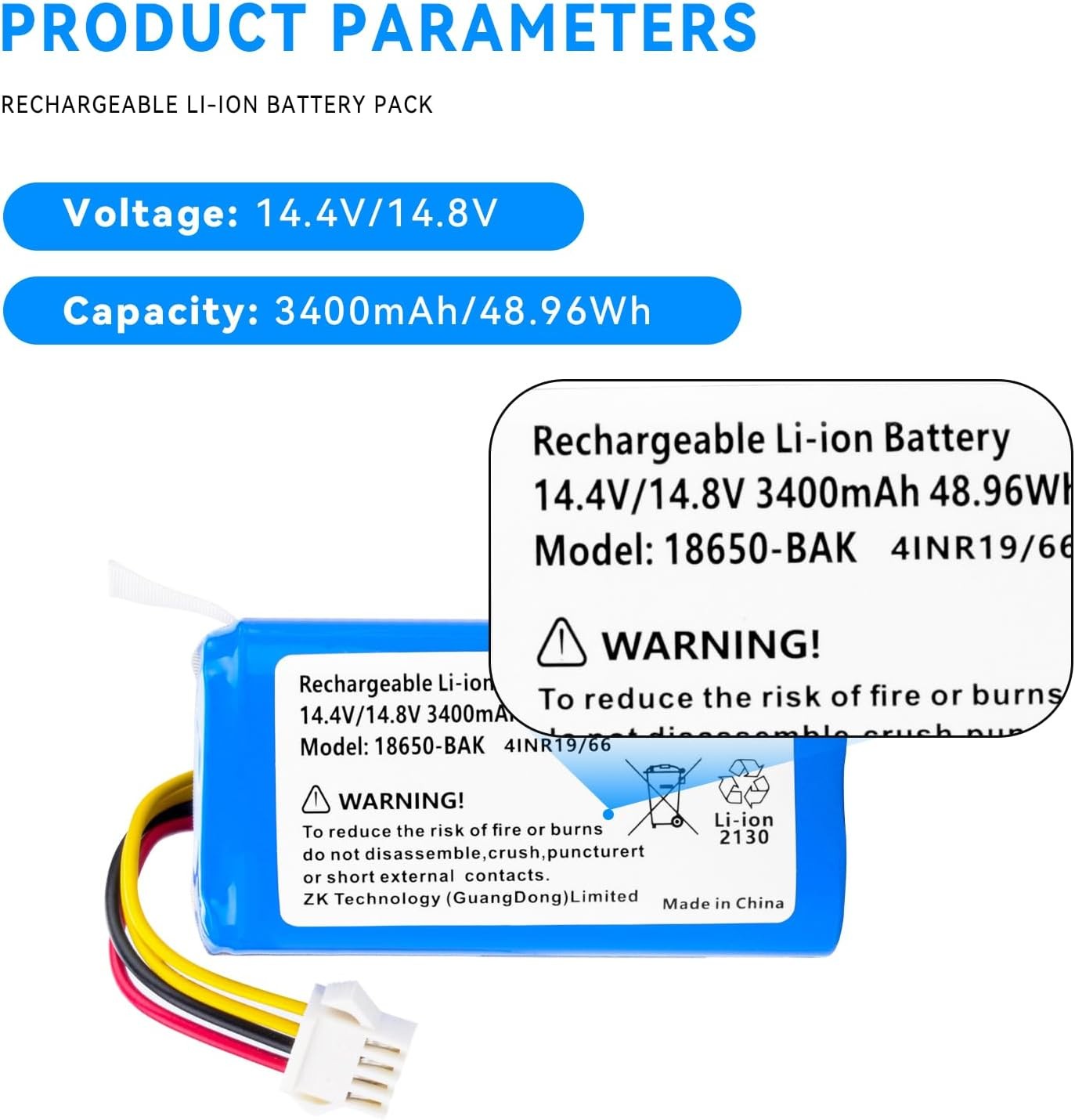 3400mAh Replacement Battery for Pyle Pure Clean PUCRC95 PUCRC95UK PUCRC96B gallery