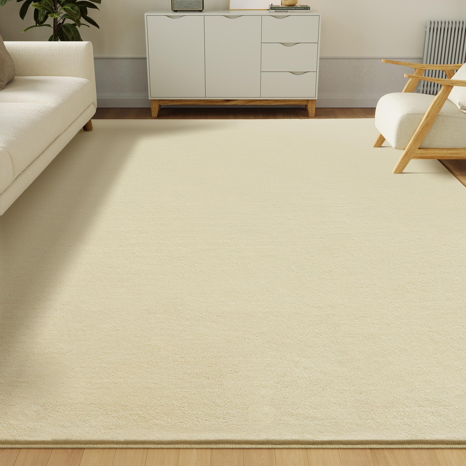 Castlye Solid Washable Area Rug - 8X10 Medium Pile Faux Cashmere Carpet For gallery
