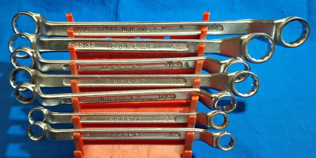 Dunlap 7 Piece SAE deep offset box wrench set 7/8" - 3/8 USA MADE gallery