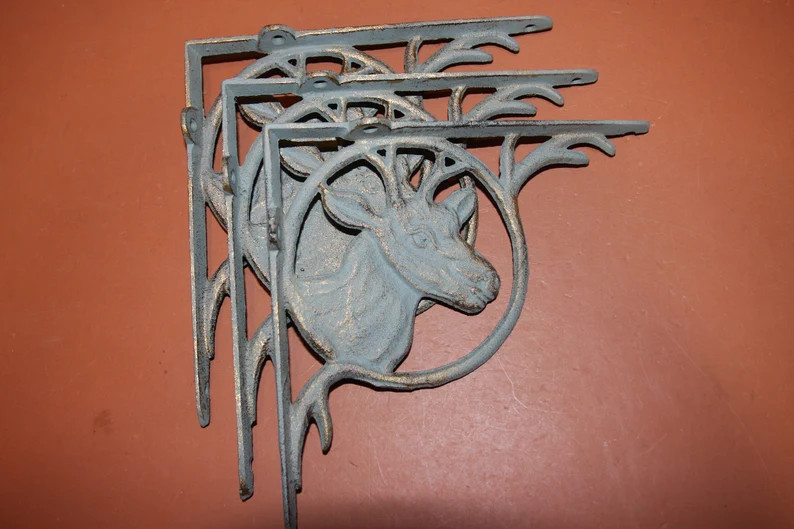 9" x 9" Deer Shelf Bracket - Decorative Cast Iron Home Decor Free Ship, B-73 gallery