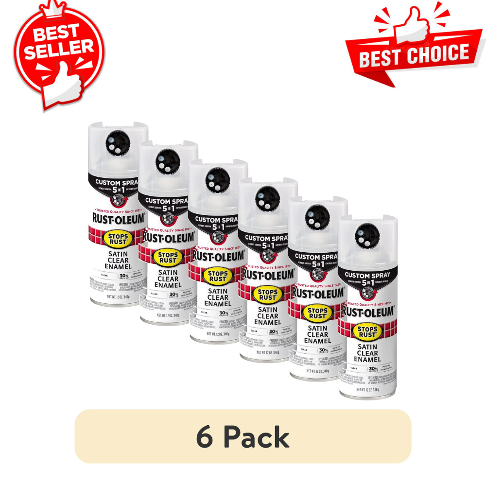 6Pack Clear, Rust-Oleum Stops Rust Custom Sprays 5 in 1 Satin Spray Paint, 12 oz gallery