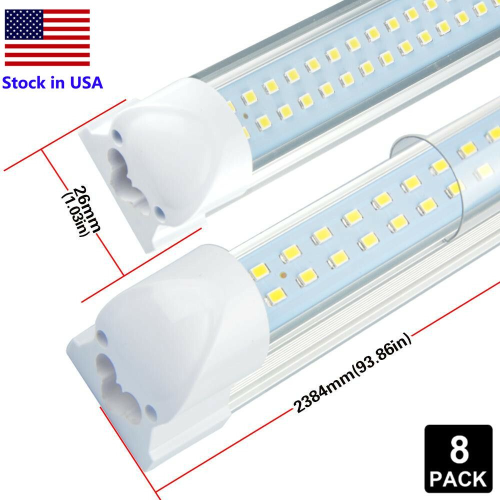 Double Row T8 Integrated 8 Foot Led Bulbs Tube Light 8ft Led Shop Light Fixture gallery