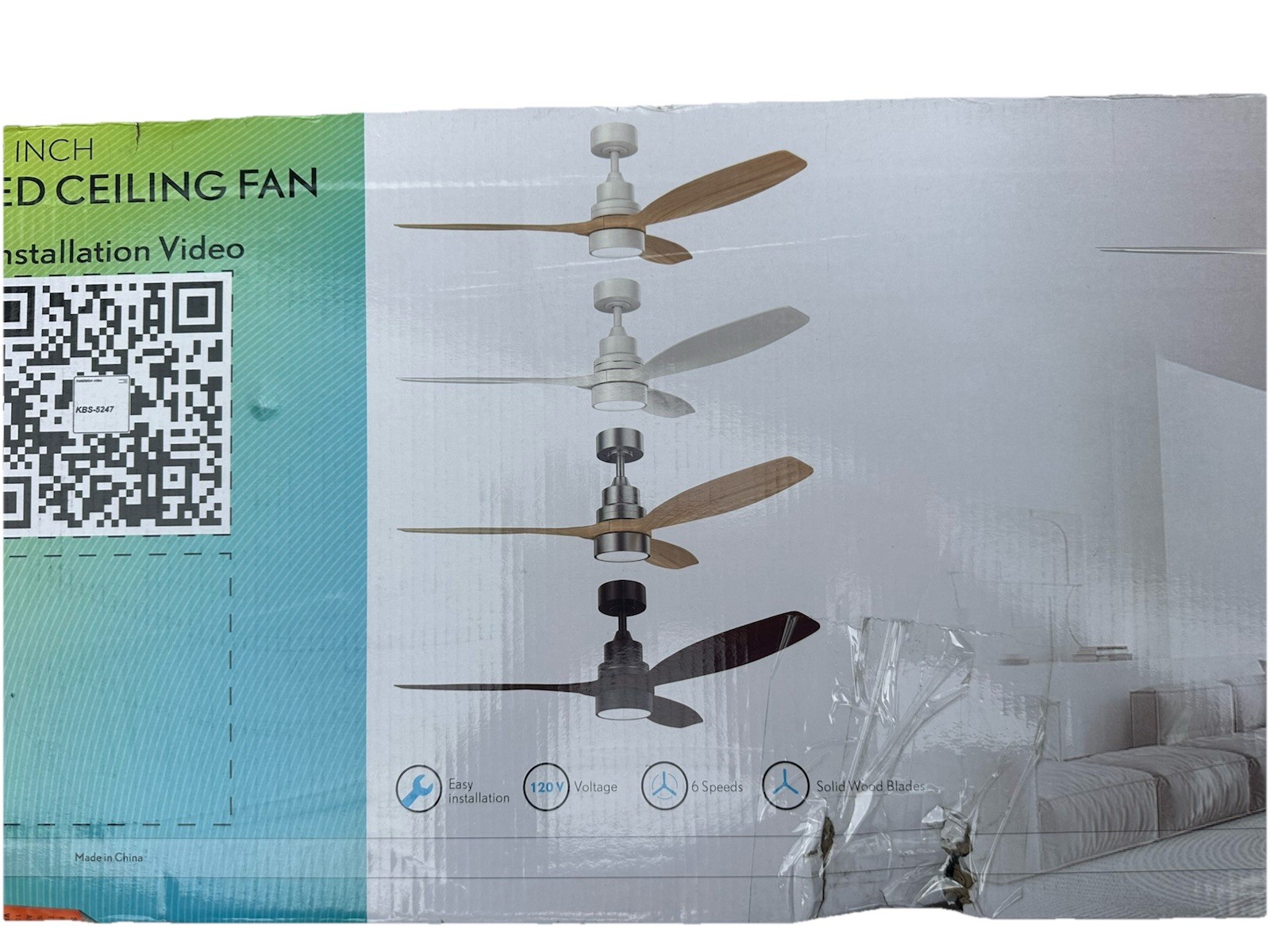 Sofucor 52 Inch Ceiling Fan with Lights Remote Control, Natural & Nickel Downrod gallery
