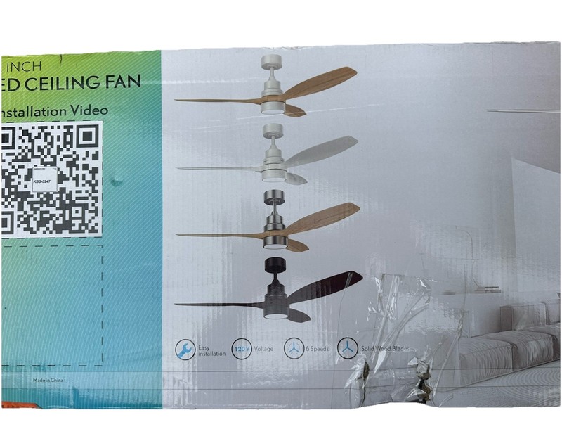 Sofucor 52 Inch Ceiling Fan with Lights Remote Control, Natural & Nickel Downrod gallery