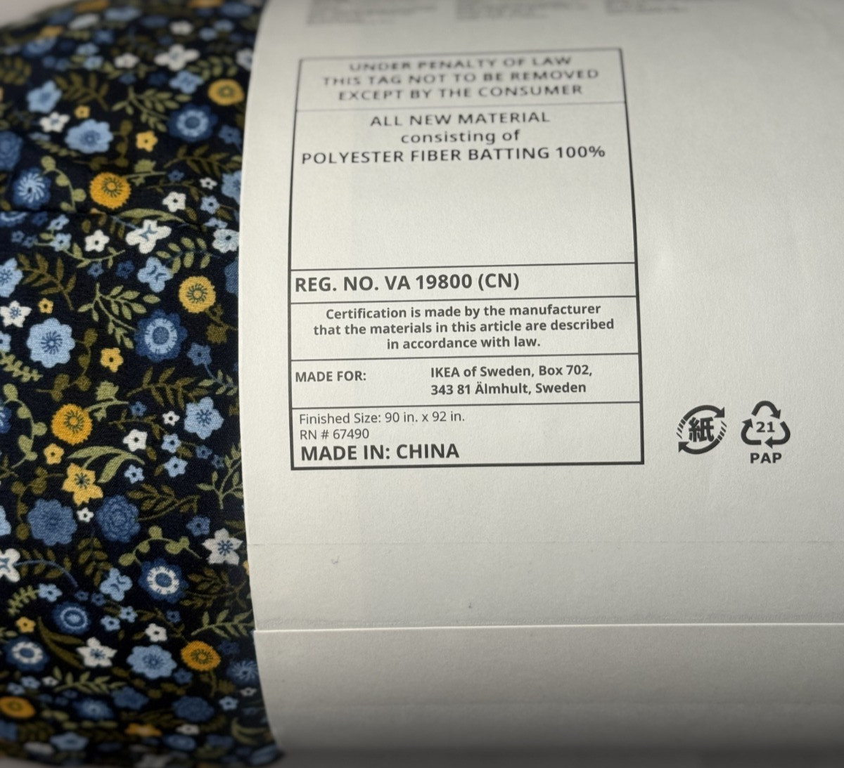 IKEA ROSENTIBAST Full/Queen Comforter & 2 Shams Multicolor Floral 605.778.38-NEW gallery