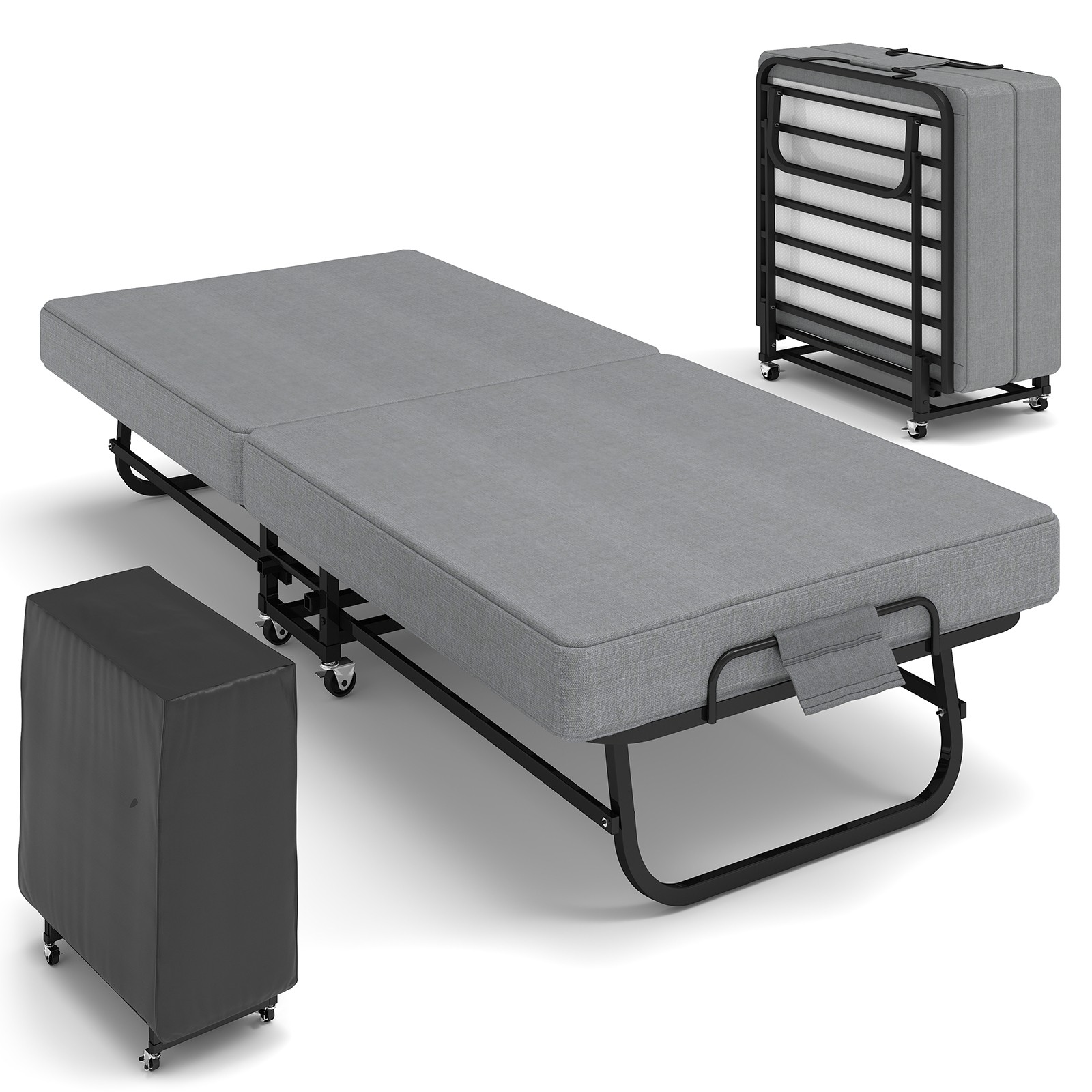 Portable Folding Bed with Memory Mattress & Metal Frame Twin ,Cot Size,Roll Away gallery