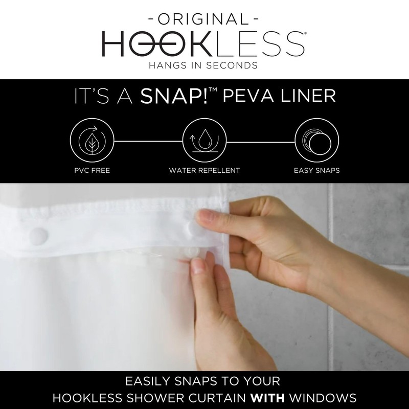 Hookless® It’s A Snap!® PEVA Snap-In Shower Curtain Liner, Water-Repellant, E... gallery
