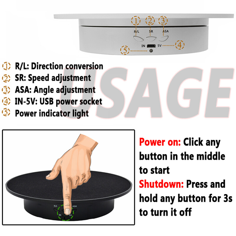 20CM Display Stand Electric Turntable Show Holder 360° Battery/Plug in Power 8KG gallery