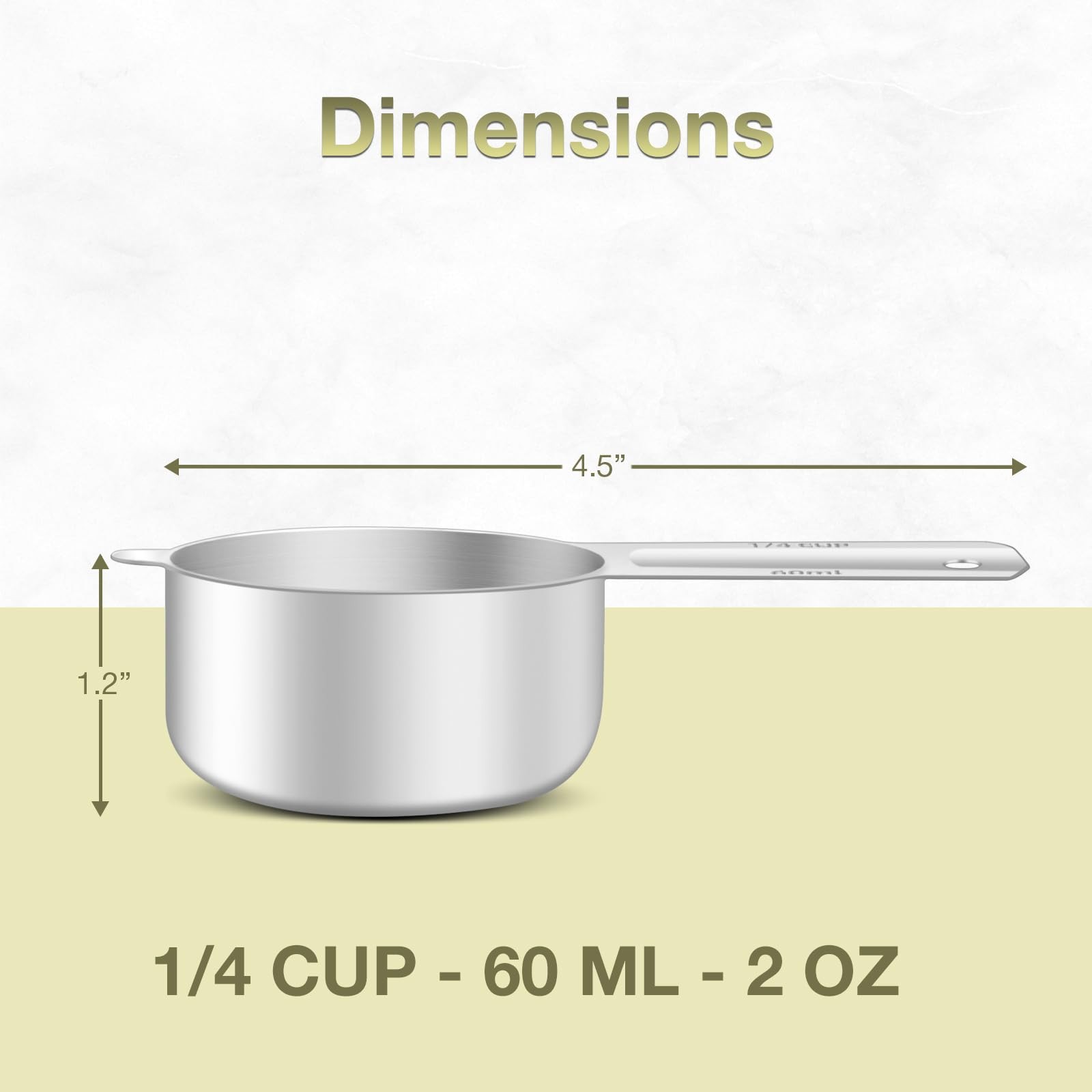 1PCS 1/4Cup (60ml, 2oz) Single Measuring Cup, Etched Inner Scale Stainless St... gallery