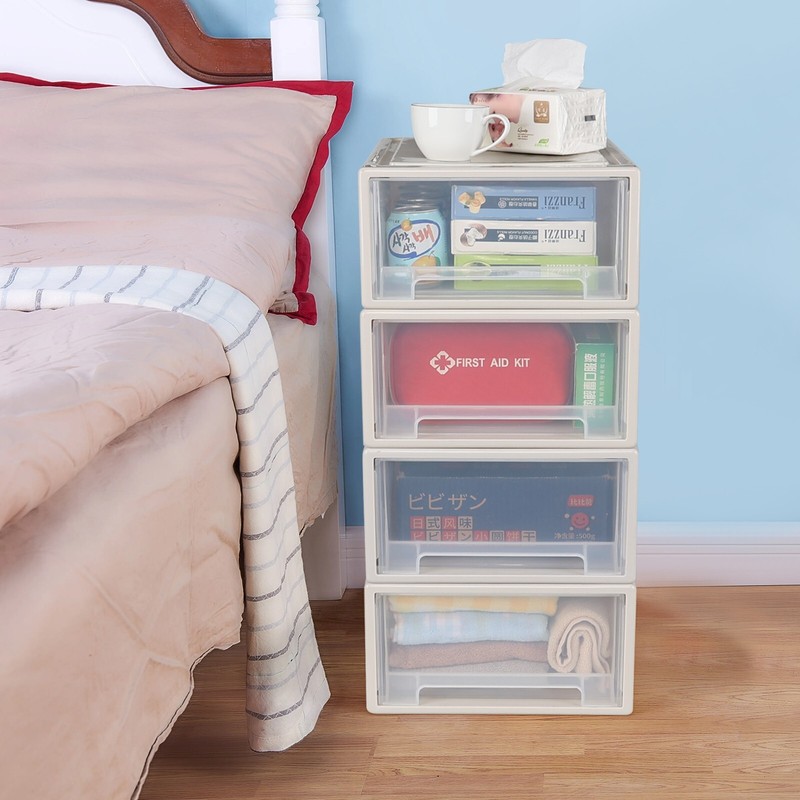4 Packs 18 Quart Plastic Stacking Storage Drawers, Large Stackable Drawer Unit gallery