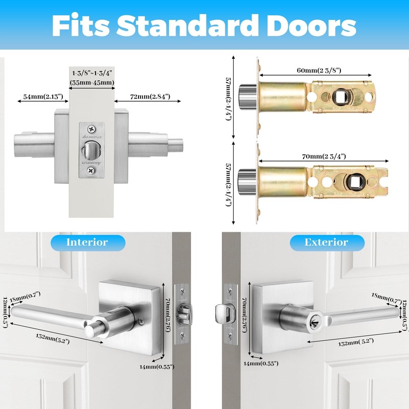 Entry -Touch Push Button Locking Door Handle Lock with Keys,Non-Handed Openin... gallery