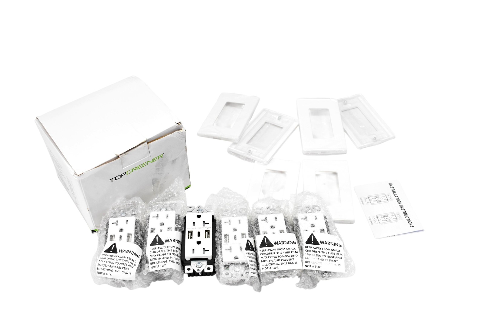 Top Greener USB Receptacles 20A TR TU22036AC3 2 USB-A 1 USB-C White 6 Pack gallery