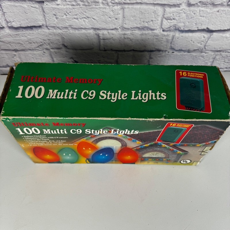 Ultimate Memory 100 Multi C9 Style Lights 16 Functions 44ft Christmas NOS New gallery