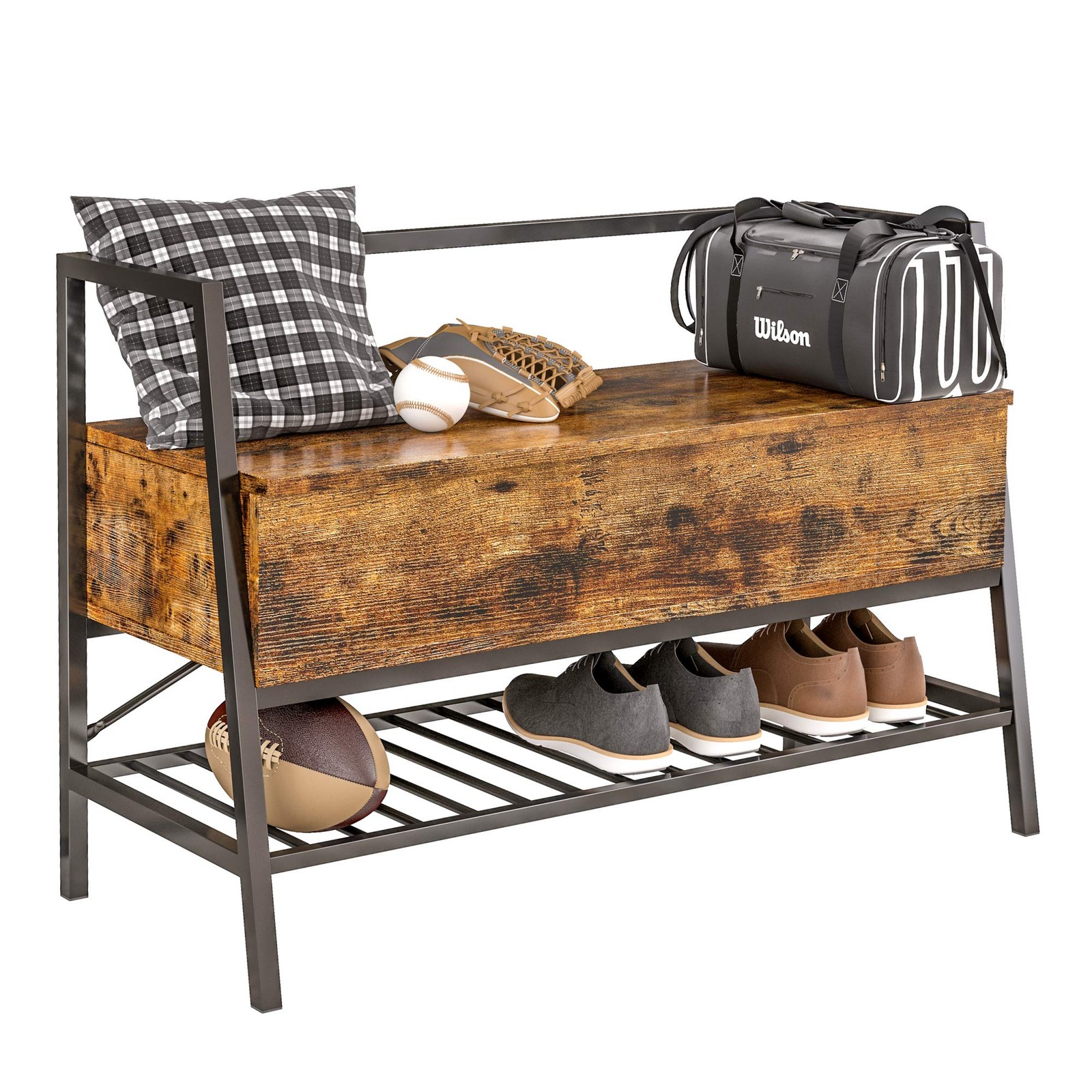 Storage Bench, Industrial Shoe Rack Bench with Storage , Holds Up to 240 LB S... gallery