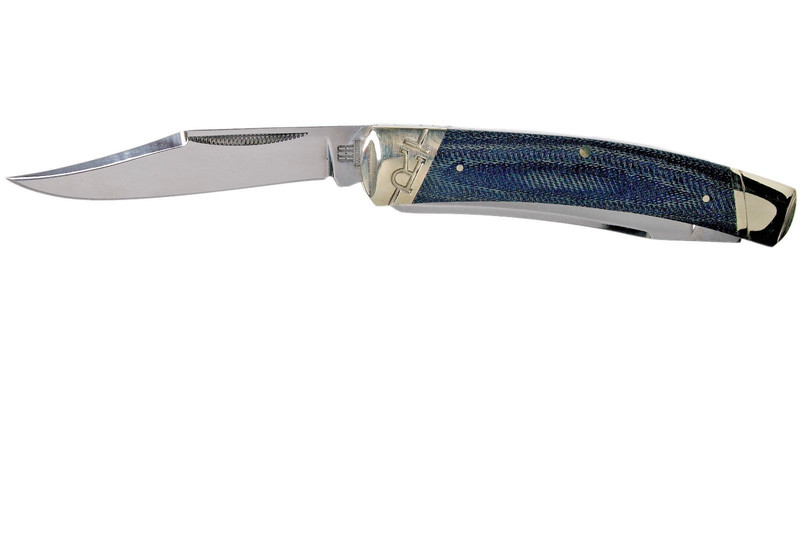 Large Moose Pocket Knife by Rough Ryder, T10 Carbon Steel, Denim Micarta Handles gallery