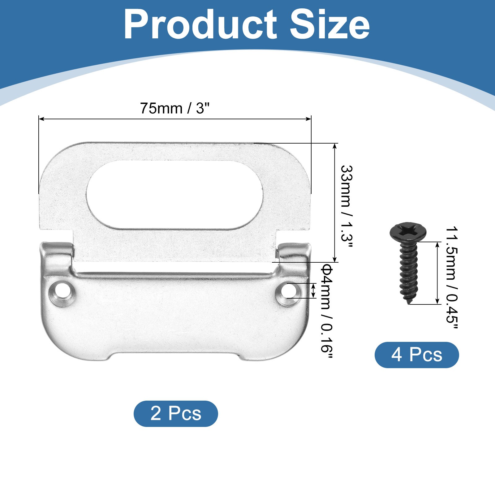 2Pack Recessed Pull Door Handle Invisible Flush Handle with Screw Silver gallery