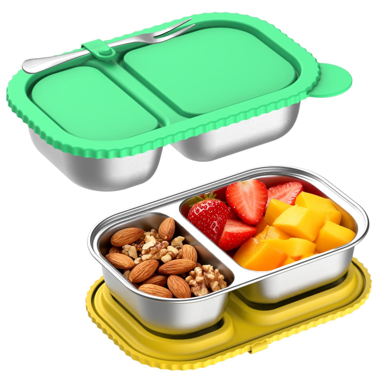 Solldgt Stainless Steel Snack Containers with Silicone Lids, 2 Medium, 2 Pack gallery